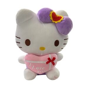 Hello Kitty “I Love You” Plush Stuffed Animal · Purple Bow & Pink Heart